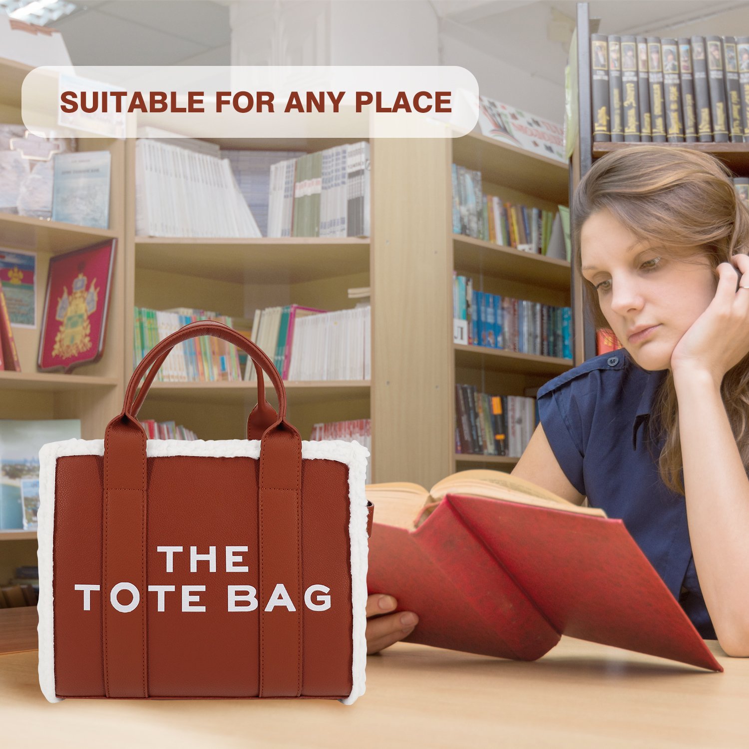 New Design Large Capacity PU Leather Material Tote Bag with An Extended Shoulder Strap