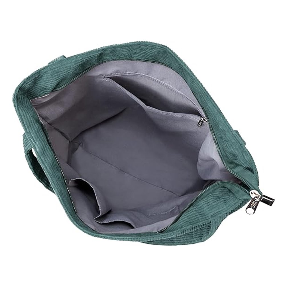 good durable green large casual stylish corduroy fabric ladies the tote bag with zipper for women work