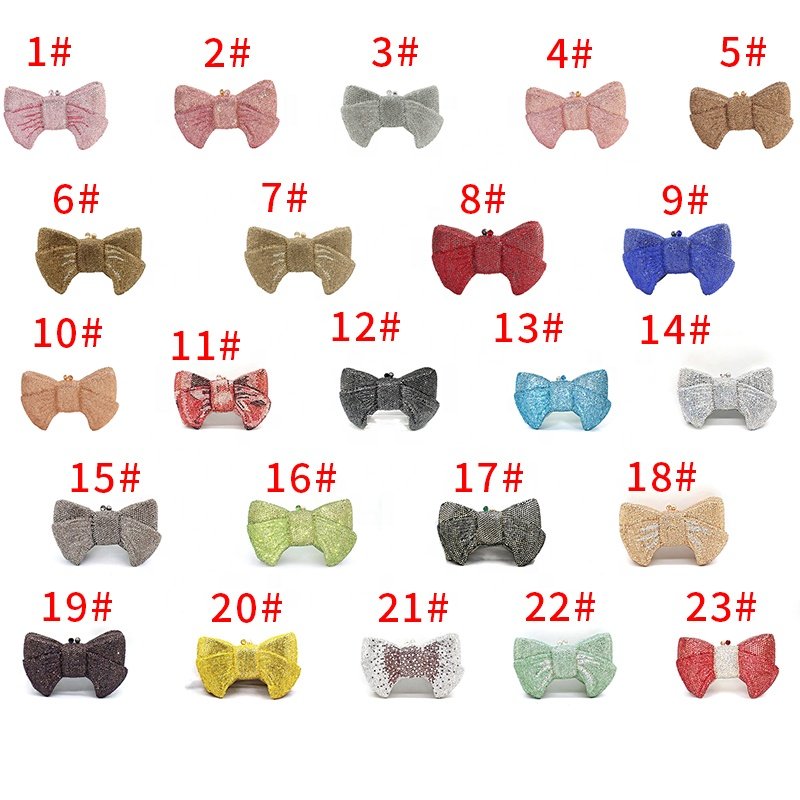 New Arrival Beautiful Shiny Bowknot Wedding Evening Clutch Bag Women With Pearl Handle