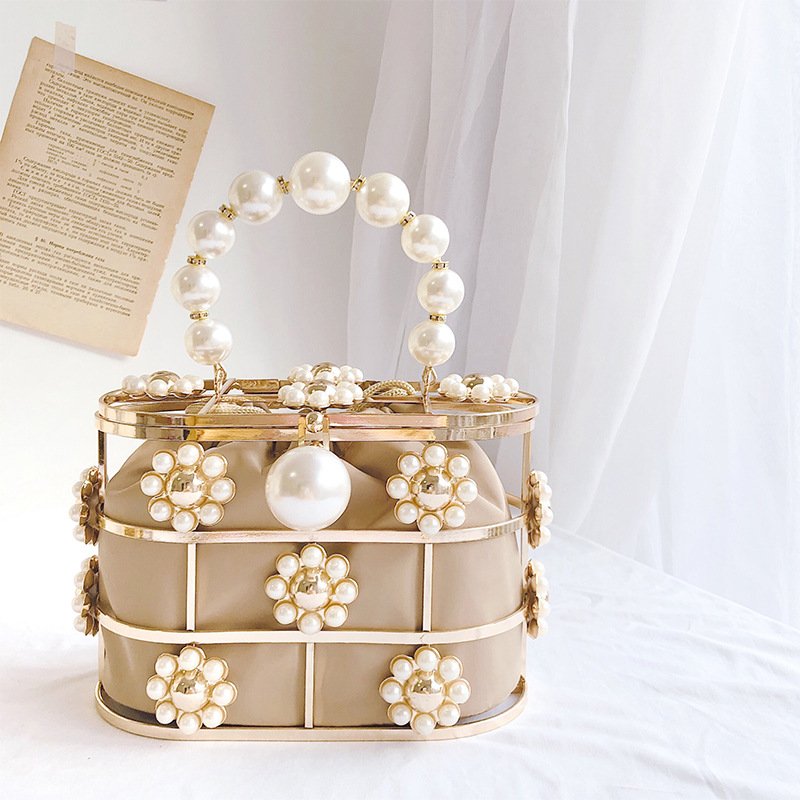 Ladies Luxury Diamond Crystal Clutch Evening Bag Senior Popular Flannel Pearl Beaded Portable Handbags