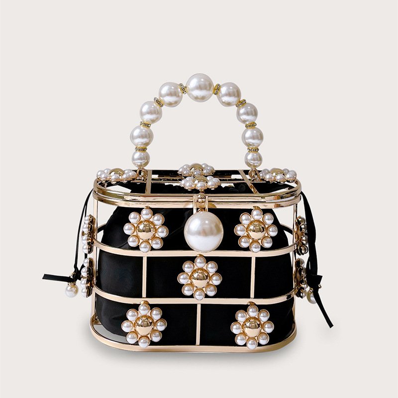Ladies Luxury Diamond Crystal Clutch Evening Bag Senior Popular Flannel Pearl Beaded Portable Handbags