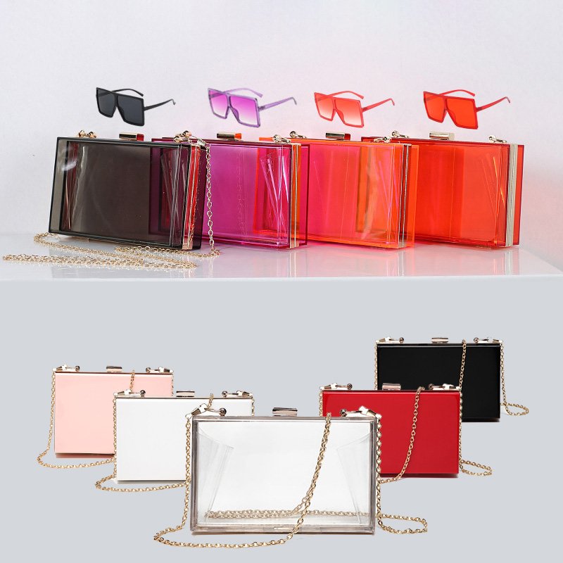 glasses and purse set acrylic purse Transparent Bag 2021 sunglass Clutch purse Chain Clear clutch evening bag