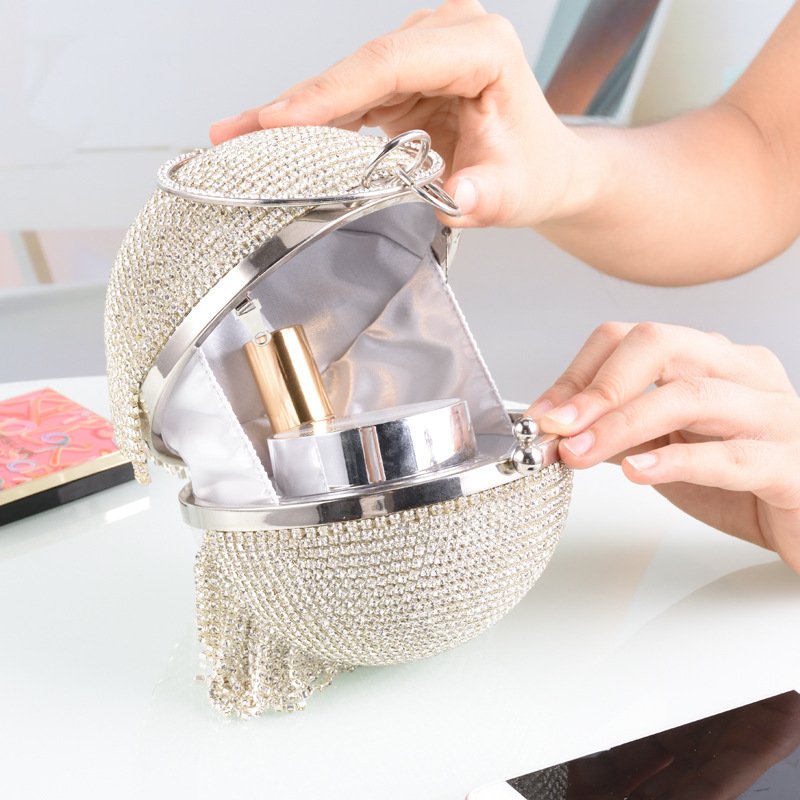 Wholesale Luxury Round Ball Crystal Bling Bag Rhinestone Purses And Handbags Evening Bags for Ladies