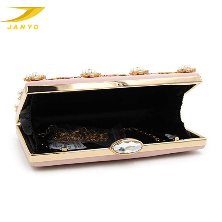 Women Flower Pearl Beaded Clutches Evening Bags