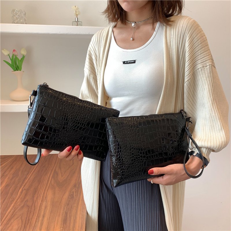 Fashion Casual Alligator Pebbles Pattern Minimalist Women's Zipper Clutch Bag Large Wallet Purse PU Leather Evening Bags