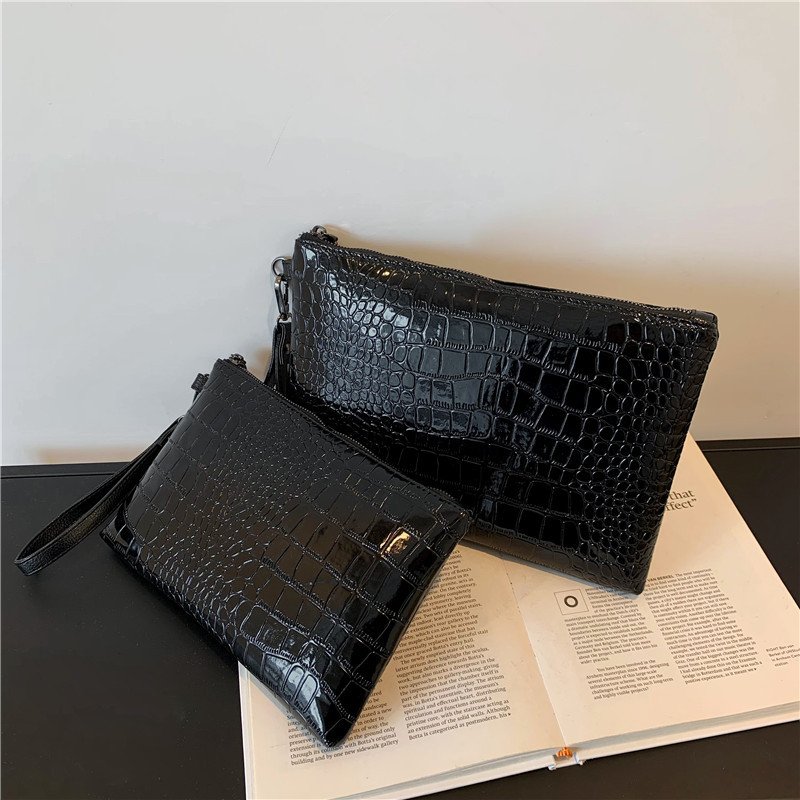 Fashion Casual Alligator Pebbles Pattern Minimalist Women's Zipper Clutch Bag Large Wallet Purse PU Leather Evening Bags
