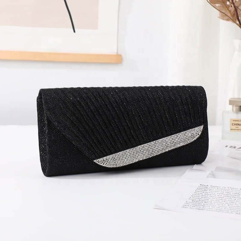 RB399 Hot Sale High Quality Women Luxury Wrinkle Bags Polyester Bling Sequin Golden Evening Clutch Bag Ladies Dinner Handbags