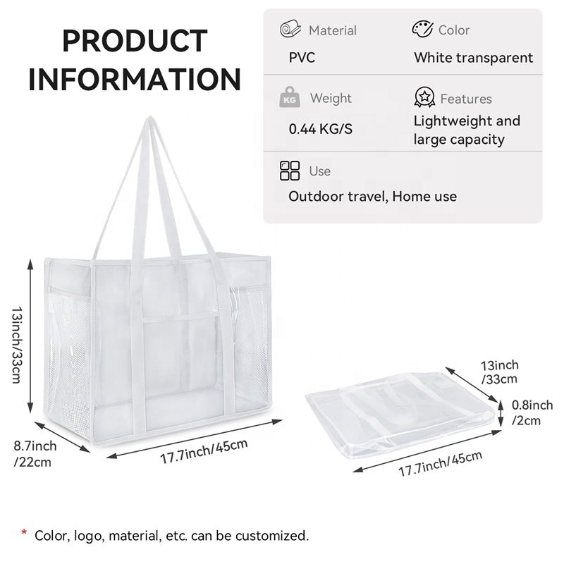 All Seasons Work School Shopping Sports Games Concerts Daily Use Women's Cute Large 45 x 22 x 33 cm PVC Vinyl Clear Tote Bag