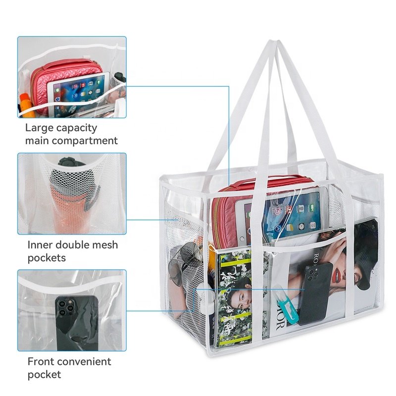 All Seasons Work School Shopping Sports Games Concerts Daily Use Women's Cute Large 45 x 22 x 33 cm PVC Vinyl Clear Tote Bag