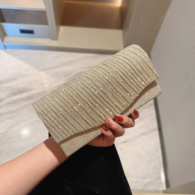 EveBag Glitter Evening Bag Purse Women Envelope Handbag Large Wedding Party Purse Mini Flap Square Metallic Sequin Dress Bag