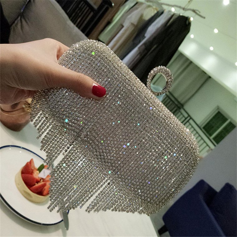 Clutch Rhinestone Ladies Tassel Party Bag Party Clutch Evening Bag One Shoulder Diagonal