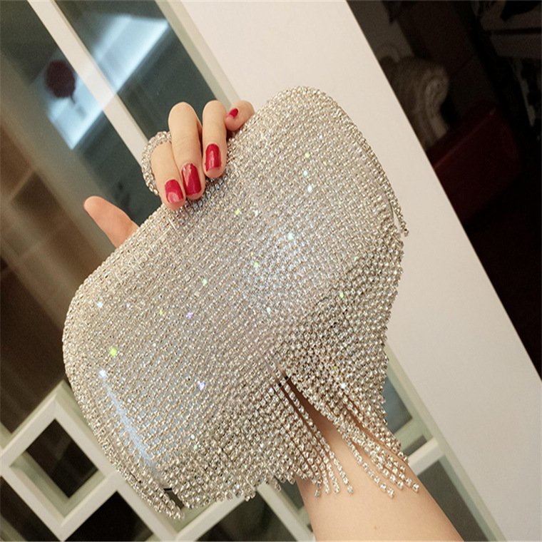 Clutch Rhinestone Ladies Tassel Party Bag Party Clutch Evening Bag One Shoulder Diagonal