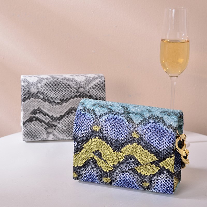 European Style Snakeskin Party Prom Women Cluch Bag Evening Bag For Women With Chains