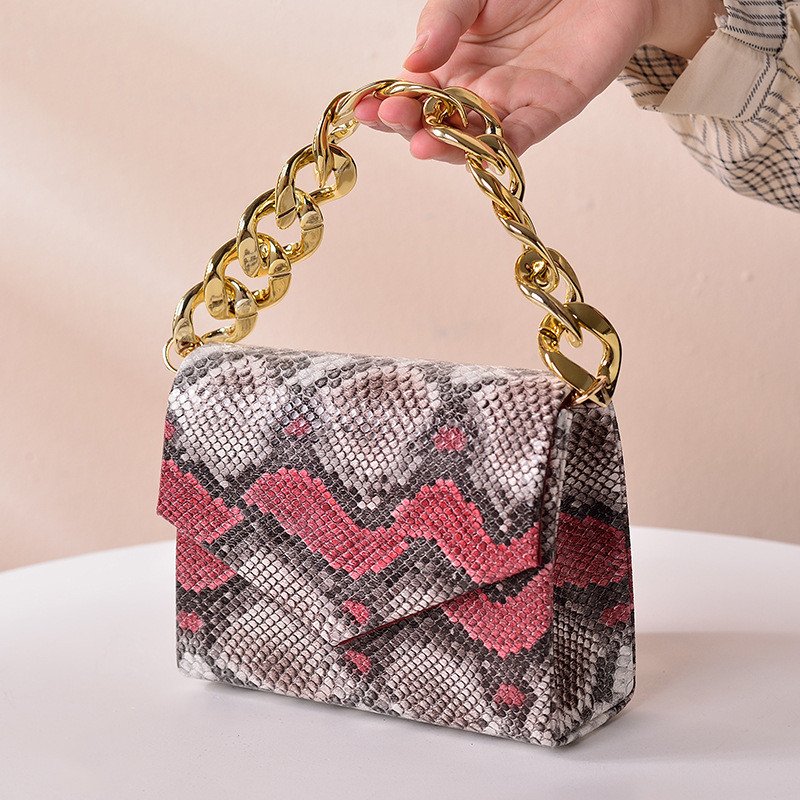 European Style Snakeskin Party Prom Women Cluch Bag Evening Bag For Women With Chains