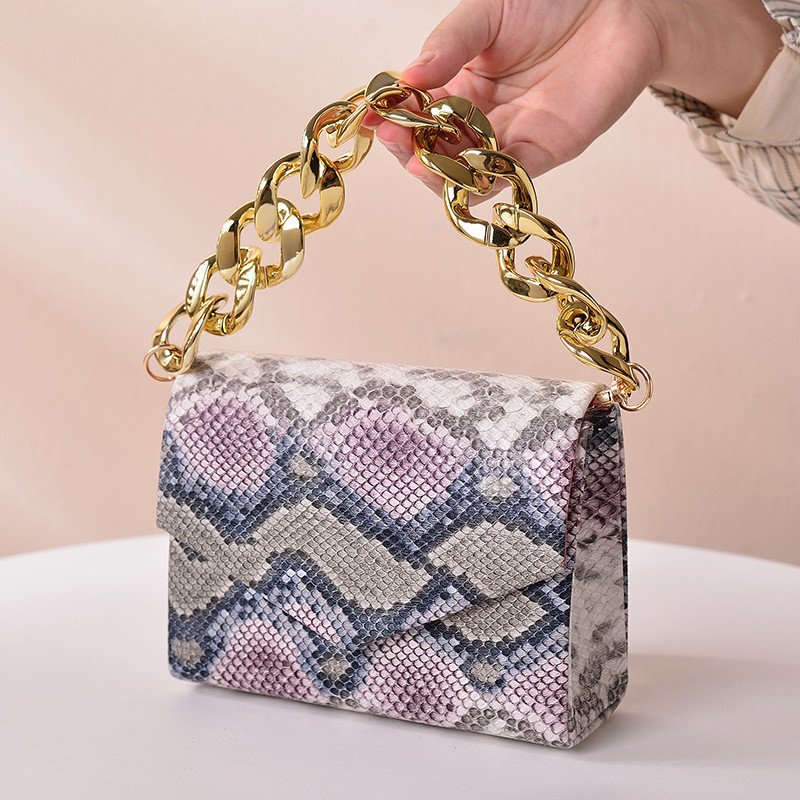 European Style Snakeskin Party Prom Women Cluch Bag Evening Bag For Women With Chains