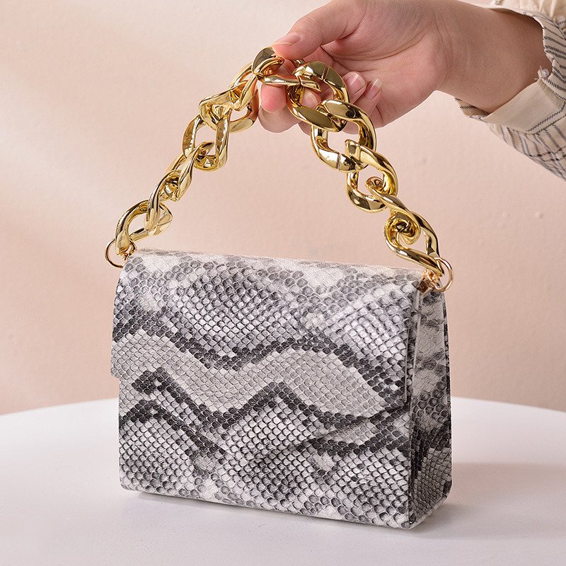 European Style Snakeskin Party Prom Women Cluch Bag Evening Bag For Women With Chains