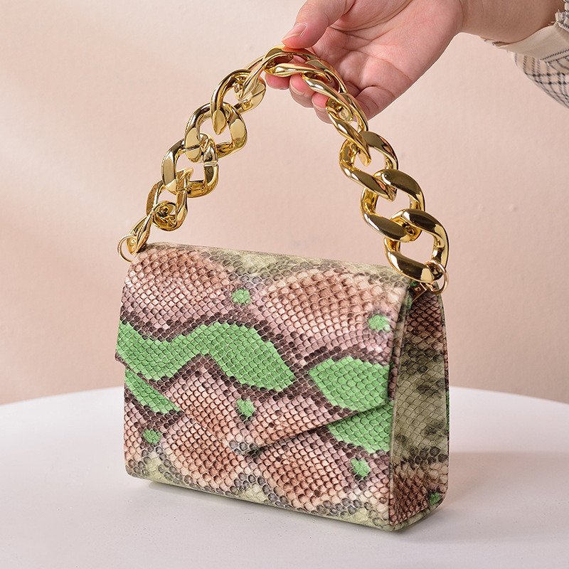 European Style Snakeskin Party Prom Women Cluch Bag Evening Bag For Women With Chains
