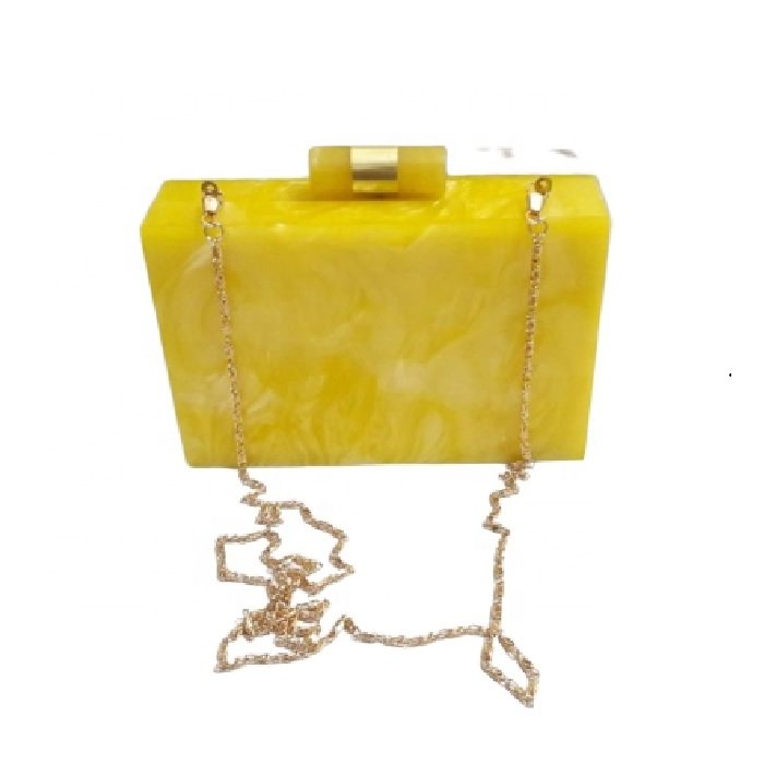 Yellow Resin Evening Bag Lady Clutch 2020 Hot Sale Wedding Light Handbag Handmade Fashionable Style Gulf UAE Qatar
