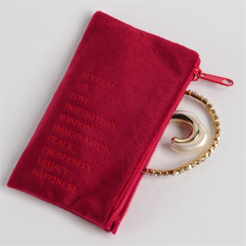YCX Custom Handbag Dust Bag Red Suede Velvet Fabric High Heels Shoe Clothing Suede Zipper Gift Jewelry Pouches