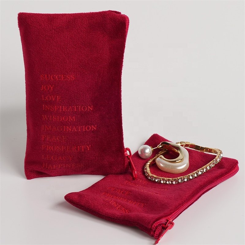 YCX Custom Handbag Dust Bag Red Suede Velvet Fabric High Heels Shoe Clothing Suede Zipper Gift Jewelry Pouches