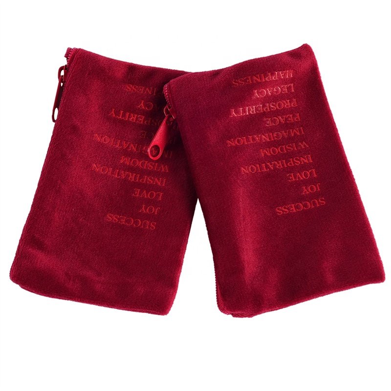 YCX Custom Handbag Dust Bag Red Suede Velvet Fabric High Heels Shoe Clothing Suede Zipper Gift Jewelry Pouches