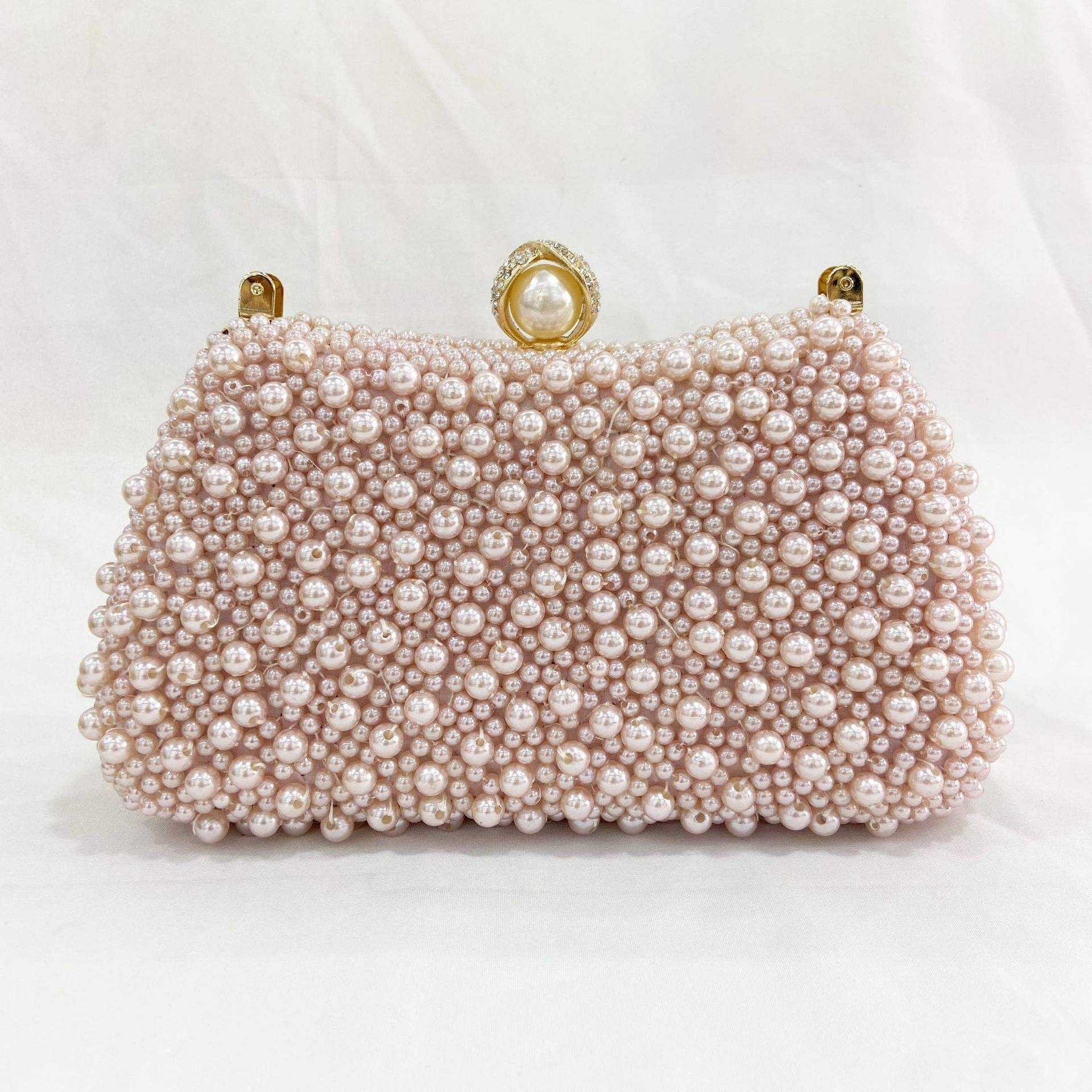 Small fresh pure-color pearl hand-hold evening bag portable handling handle shoulder bag cosmetics mobile phone collection bag