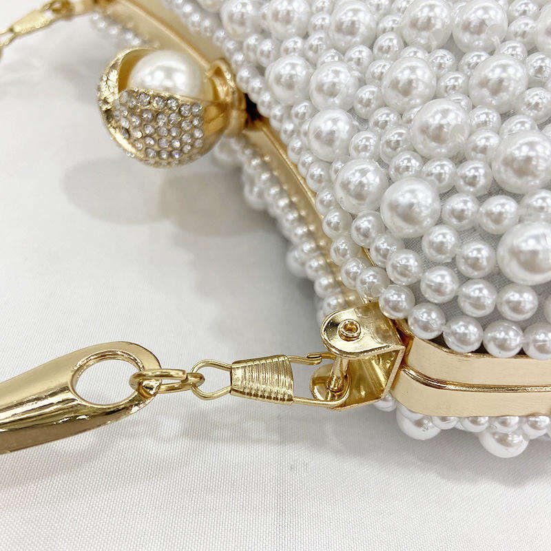Small fresh pure-color pearl hand-hold evening bag portable handling handle shoulder bag cosmetics mobile phone collection bag