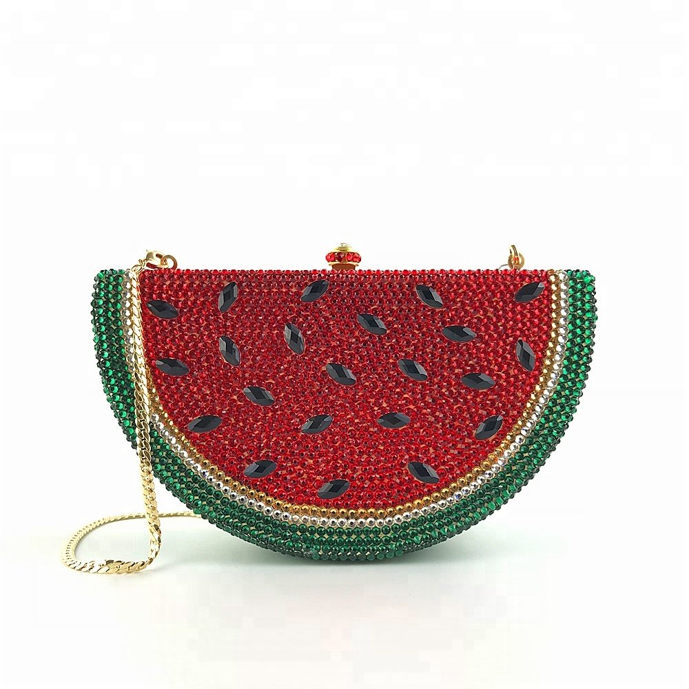 High quality custom watermelon shape full crystal evening party bag OC3656
