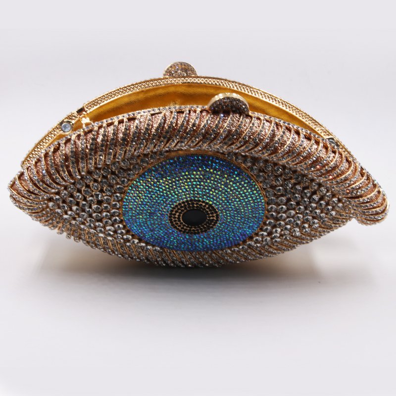 China Factory Wholesales Crystal Rhinestone Clutch Evening Bag for Formal Party Evil Eye Shaped Diamante Clutch Purse