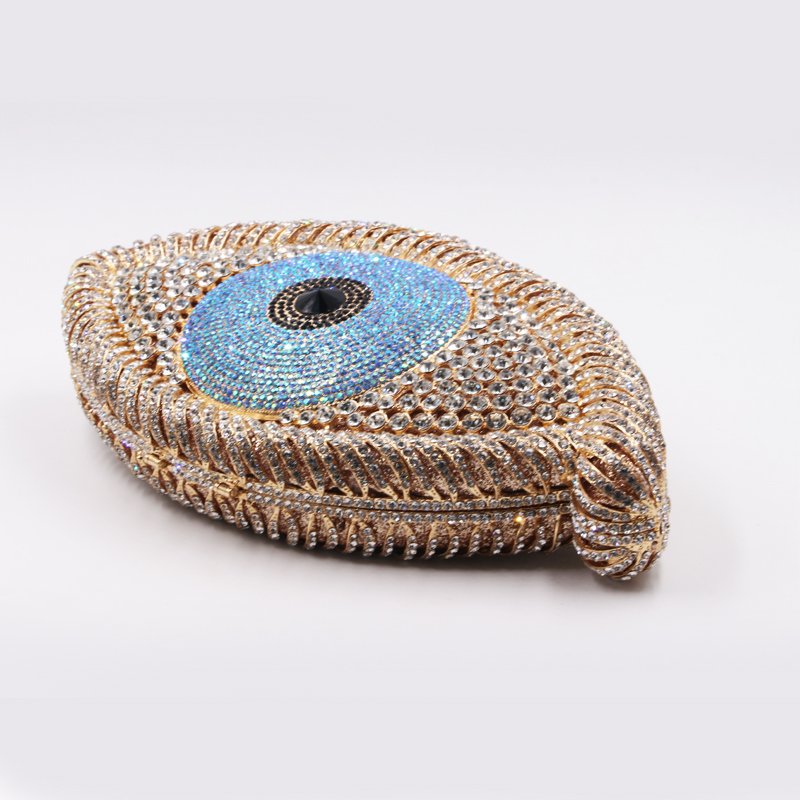 China Factory Wholesales Crystal Rhinestone Clutch Evening Bag for Formal Party Evil Eye Shaped Diamante Clutch Purse