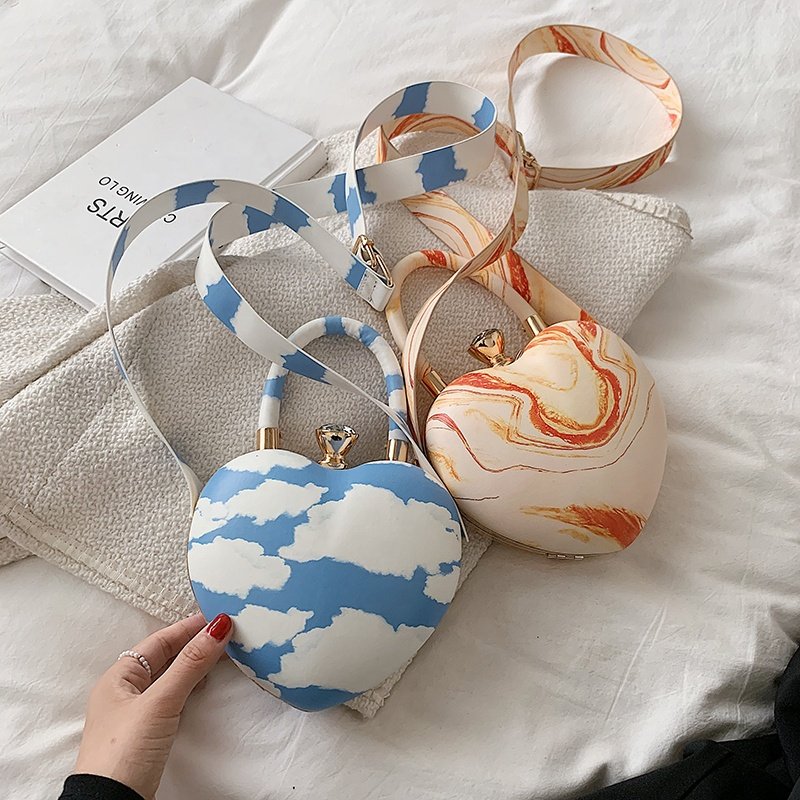 New Trend Heart Ladies Fancy Purses Acrylic Cross Body Shoulder Bag PVC Small Handbag Cute Women Evening Bags For Girls