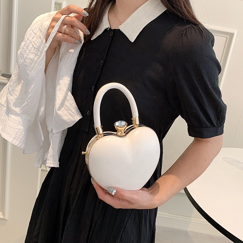 New Trend Heart Ladies Fancy Purses Acrylic Cross Body Shoulder Bag PVC Small Handbag Cute Women Evening Bags For Girls