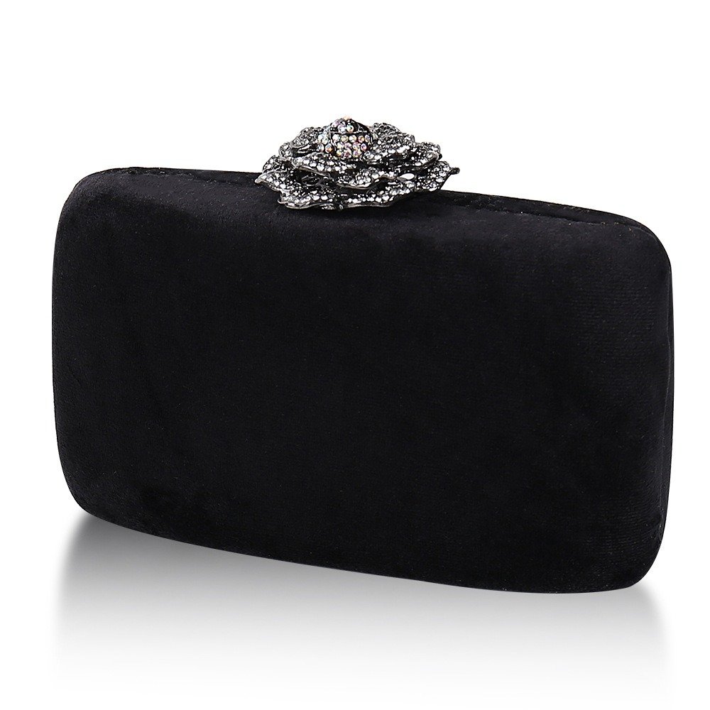 Wholesale velvet fabric flower decoration party bag wedding clutch evening bags ladies shoulder bag clutches for women
