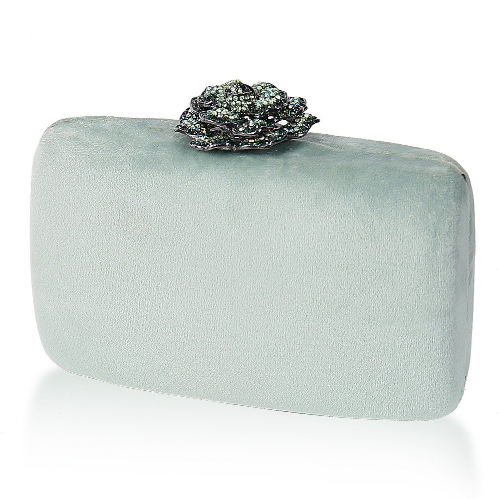 Wholesale velvet fabric flower decoration party bag wedding clutch evening bags ladies shoulder bag clutches for women