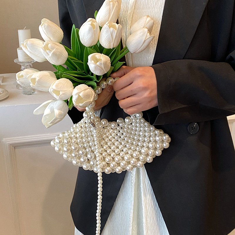 Luxury Vintage Style Party Handbag Ladies Pearl Beaded Shoulder Bag Wedding Party Clutch Bag