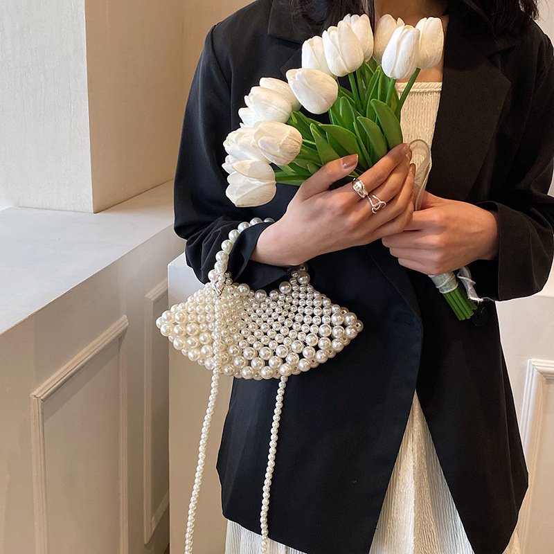 Luxury Vintage Style Party Handbag Ladies Pearl Beaded Shoulder Bag Wedding Party Clutch Bag