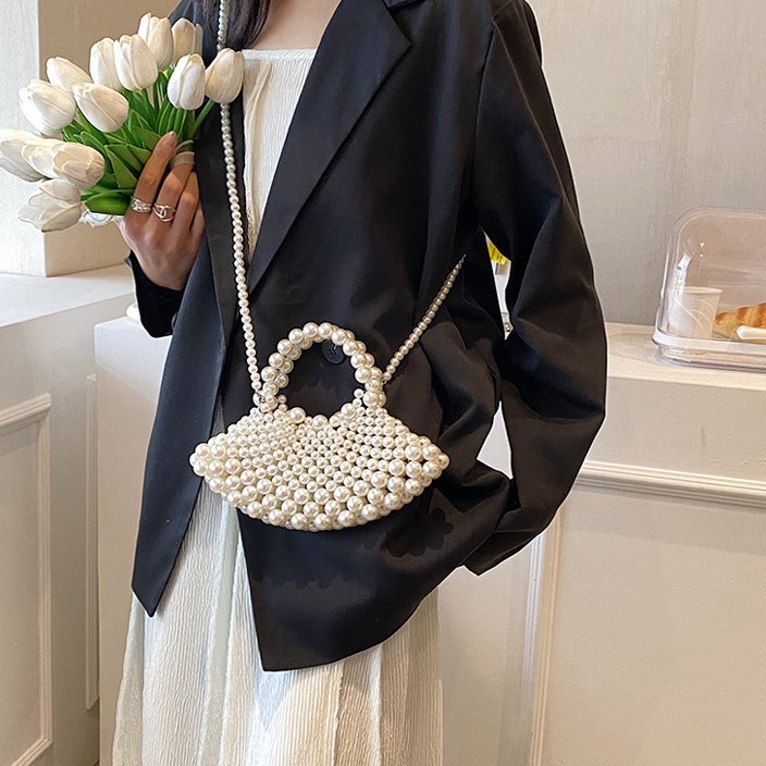 Luxury Vintage Style Party Handbag Ladies Pearl Beaded Shoulder Bag Wedding Party Clutch Bag