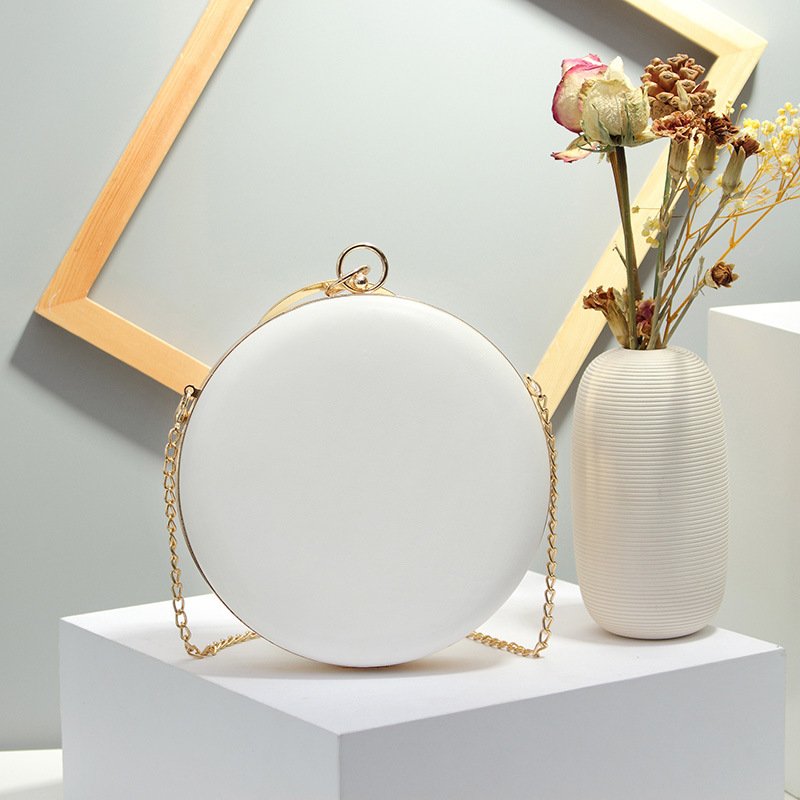 New Korean Version Of The Portable Banquet Dress Clutch Bag Female Slung Three-dimensional Flower Round Evening Bag