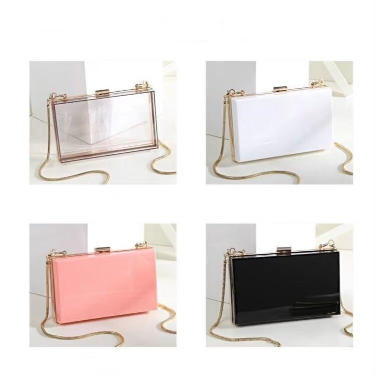 latest clear handbag with crossbody shoulder chain transparent clutch bag purse acrylic transparent evening bag for women