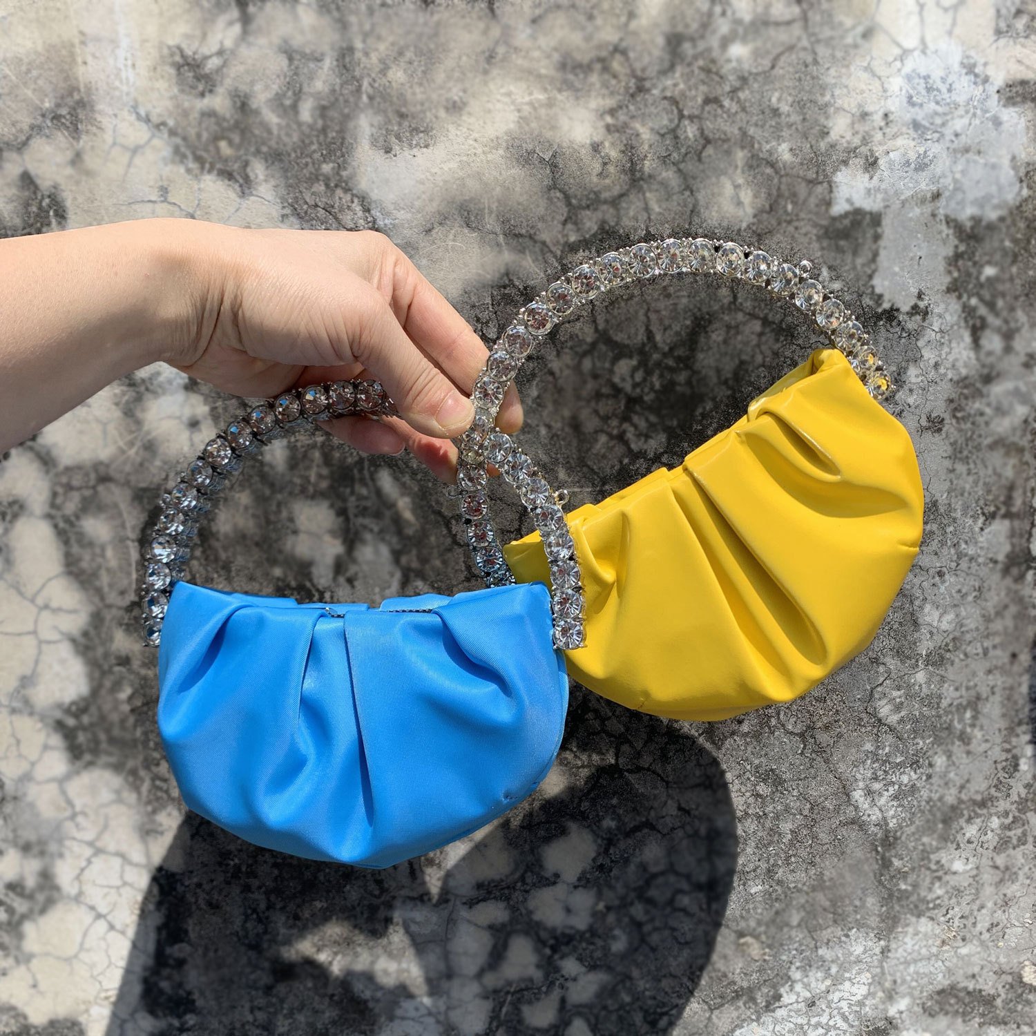 Hot Sale Designer Bags Women Hand Bags Rhinestone Circular Shape Clutch Evening Crystal Bags for Women