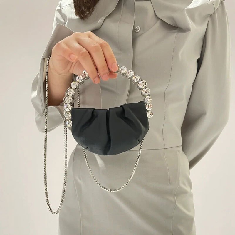Hot Sale Designer Bags Women Hand Bags Rhinestone Circular Shape Clutch Evening Crystal Bags for Women