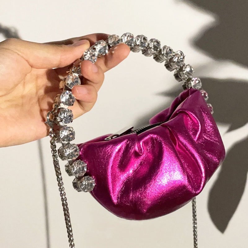 Hot Sale Designer Bags Women Hand Bags Rhinestone Circular Shape Clutch Evening Crystal Bags for Women