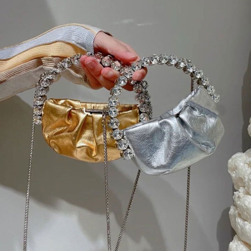 Hot Sale Designer Bags Women Hand Bags Rhinestone Circular Shape Clutch Evening Crystal Bags for Women