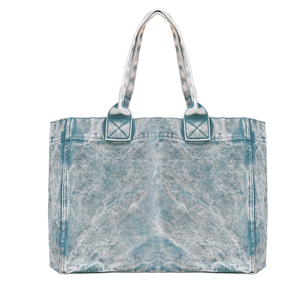 Canvas Shoulder Bag Custom Made Craft Recyclable Shopping Tote Washed Denim Fabric Canvas Bag For Ladies