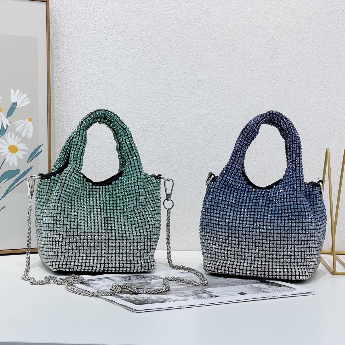 2023 Hot Selling Trendy Luxury Purse New Crystal Women Clutches Rhinestone Evening Bag Handbags For Party Bling Shoulder Bags