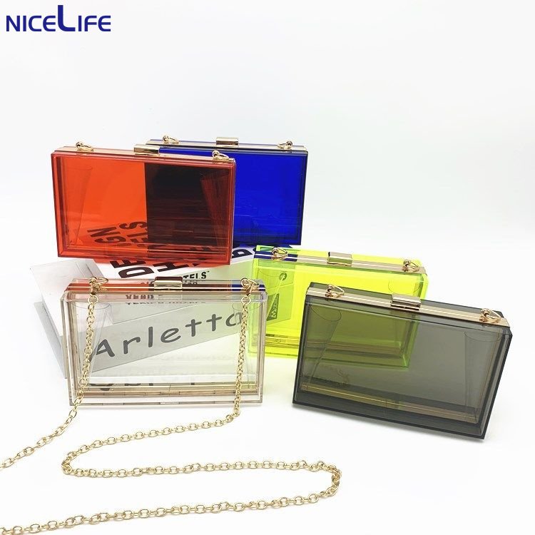 2022 luxury women wedding hand bag bridal handbag transparent clutch party acrylic evening bags clear purse