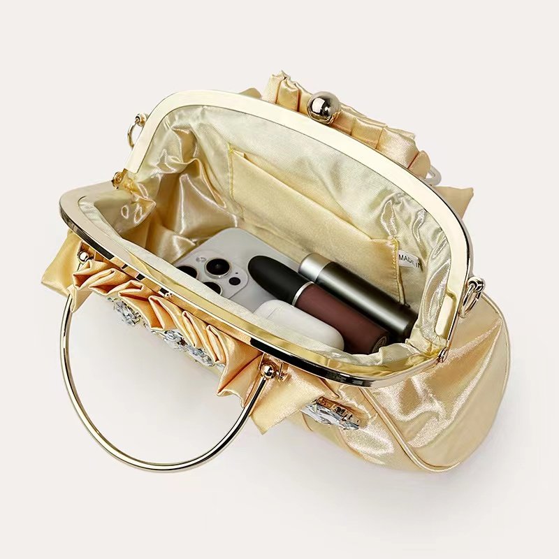 Trendy elegant party ladies dinner purse Summer Shinning Evening Clutch Rhinestone Satin Lady clutch bag