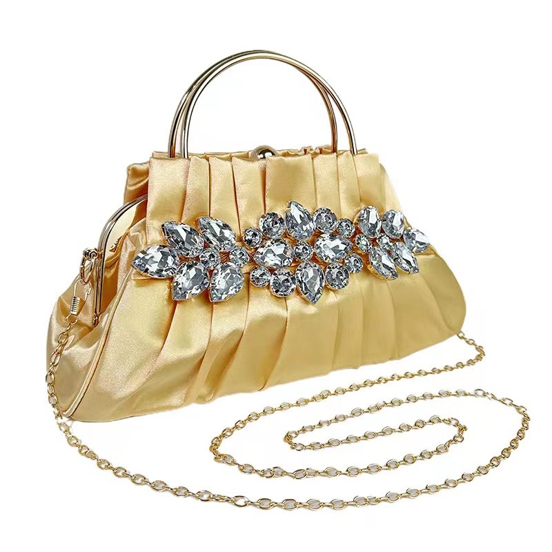 Trendy elegant party ladies dinner purse Summer Shinning Evening Clutch Rhinestone Satin Lady clutch bag
