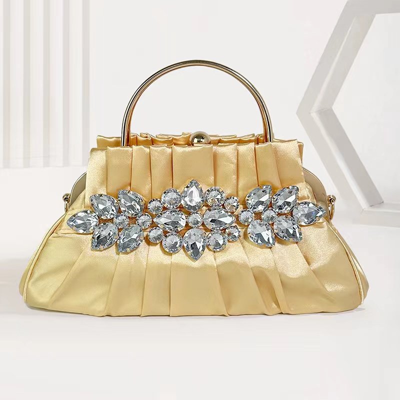 Trendy elegant party ladies dinner purse Summer Shinning Evening Clutch Rhinestone Satin Lady clutch bag