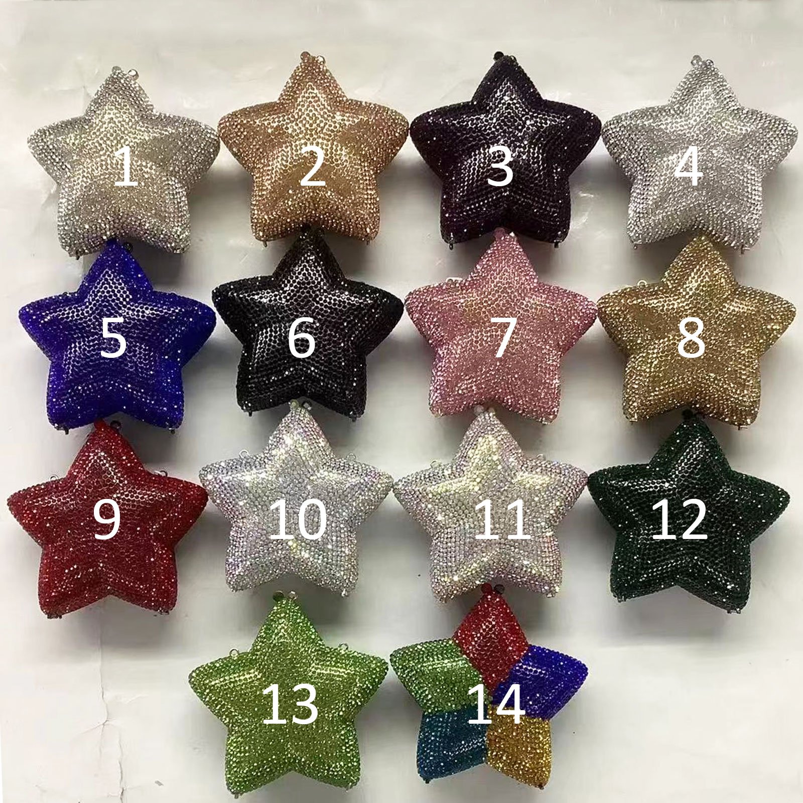 2024 New Star Shape Stone Clutch Handbag Purses Rhinestone Purse Diamond Crystal Evening Bag Women
